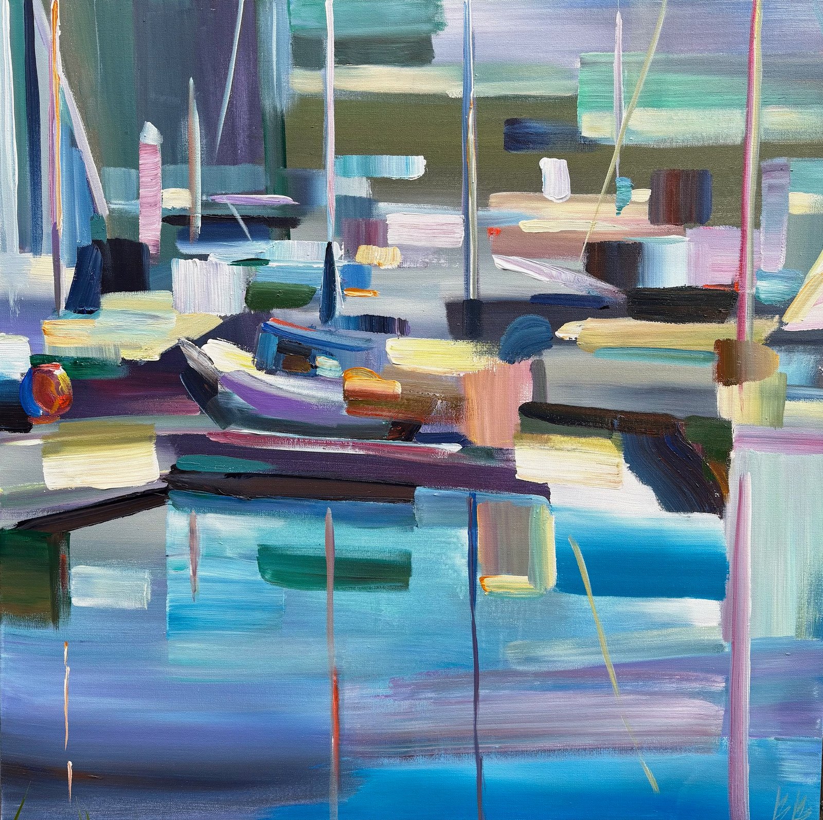 Brooke Borcherding, oil on canvas, Bainbridge Island marina