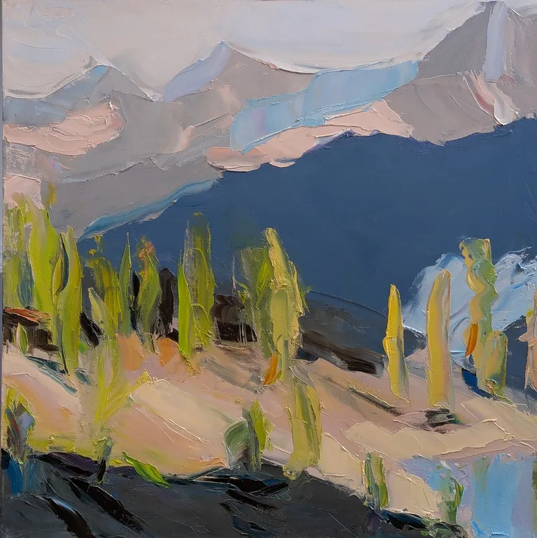 Cascades Glow With Larches by Julie Devine