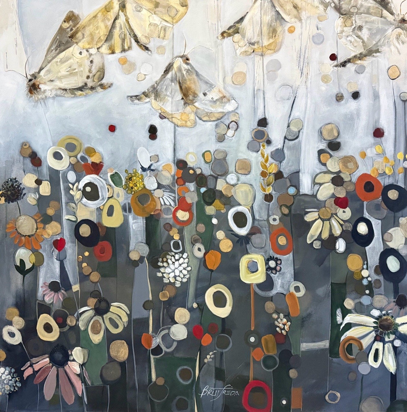 Here, moths seed dreams under a misty moon by Britt Freda