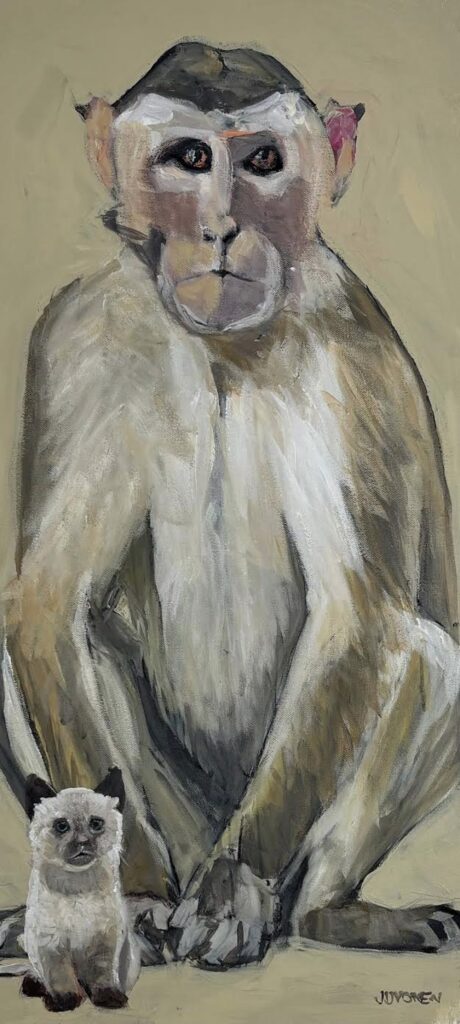 Monkey And Her Cat by Peter Juvonen