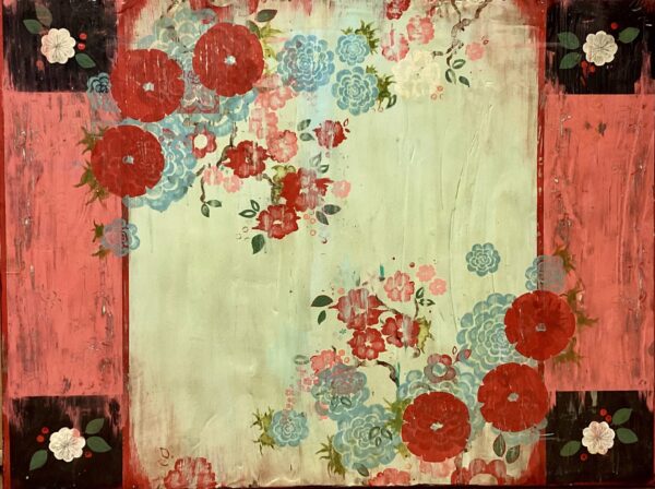 Pink Kimono, Red Perfume by Kathe Fraga — Mixed Media on Canvas — JG Art Gallery