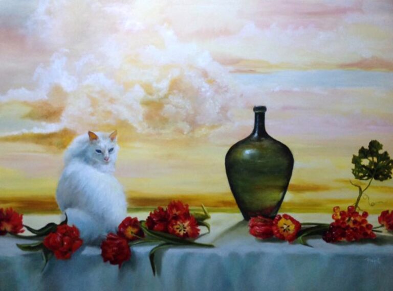 Cat with Butterflies by Raenell Doyle