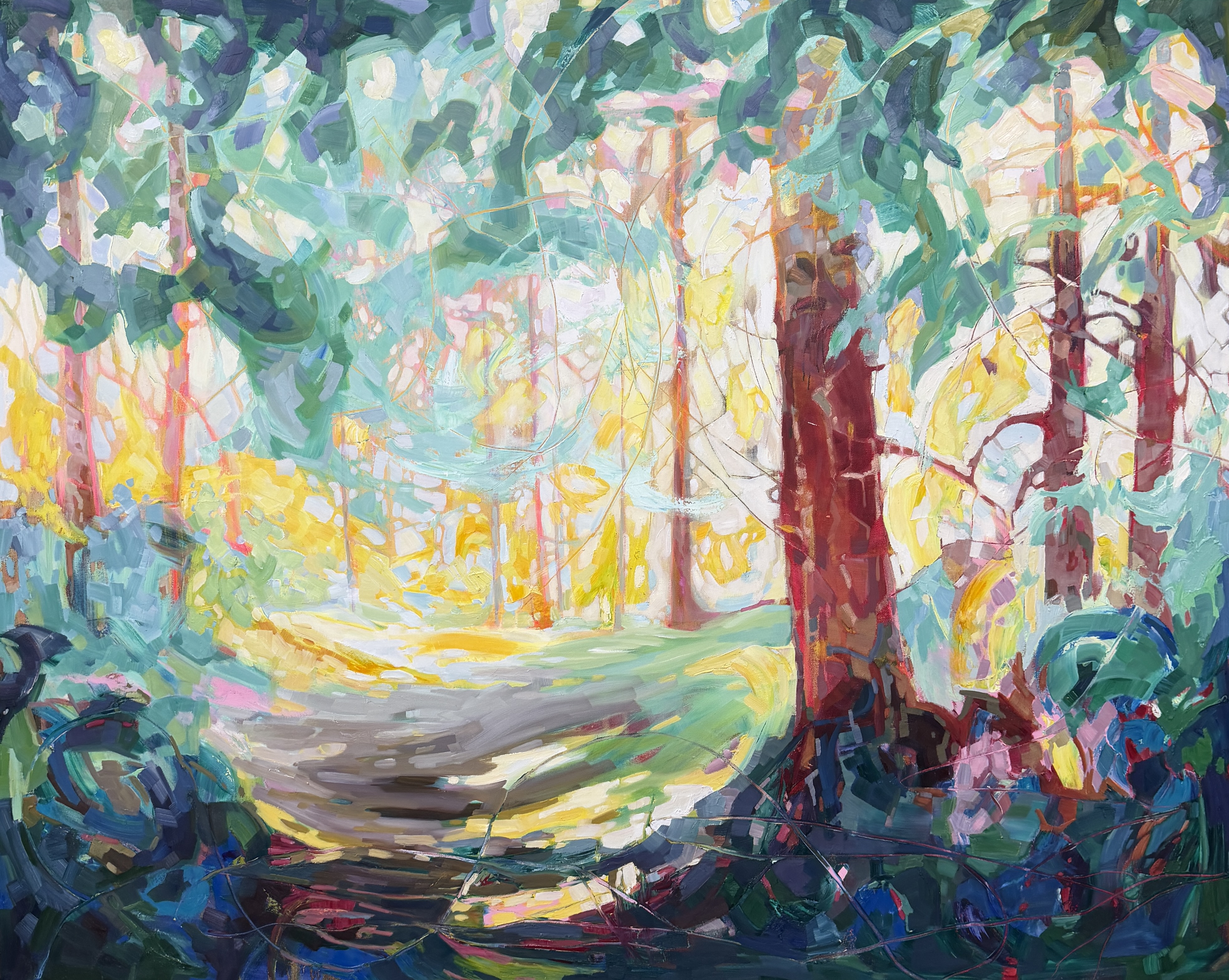 Oasis In The Woods — Teresa Smith. Oil on canvas, 48x60.