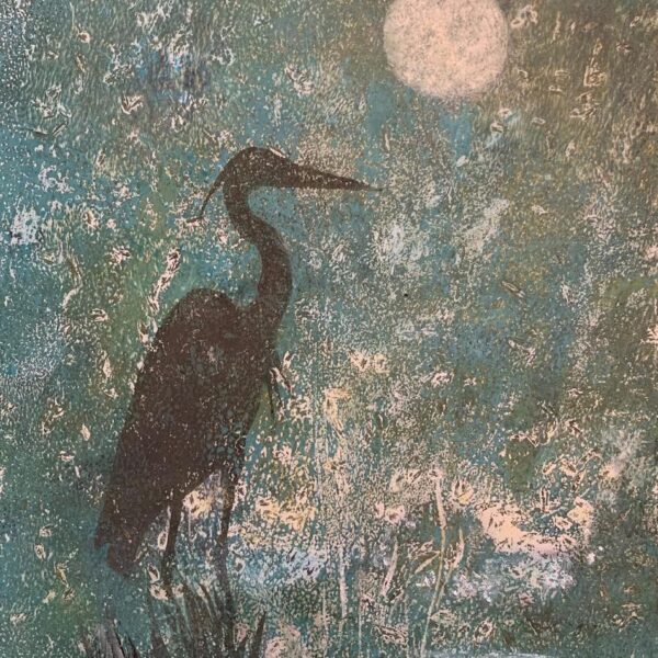 Heron Looking by Pamela Wachtler — Mixed Media on Textured Surface — JG Art Gallery