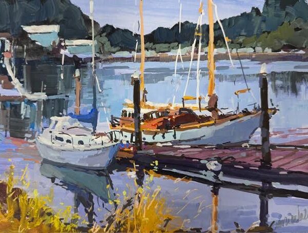Docked At LaConner by Jane Wallis — Oil on Canvas — JG Art Gallery