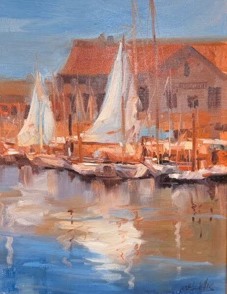 Wooden Sailboat Exhibit by Jane Wallis — Oil on Canvas — JG Art Gallery
